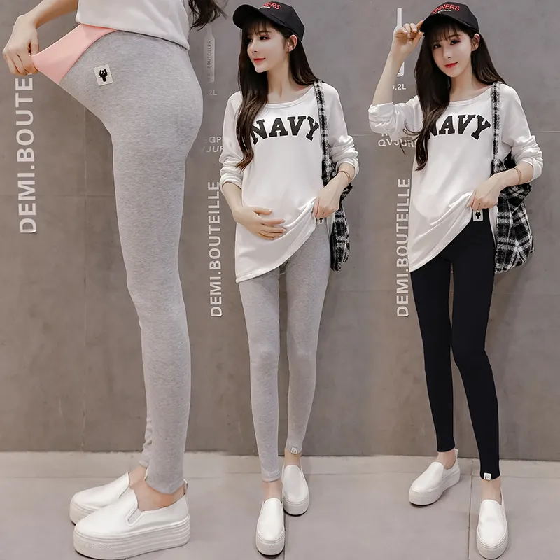 Spring Fashion Maternity Legging Low Waist Stretch Knit Cotton Clothes for Pregnant Women Summer Pregnancy Belly Legging