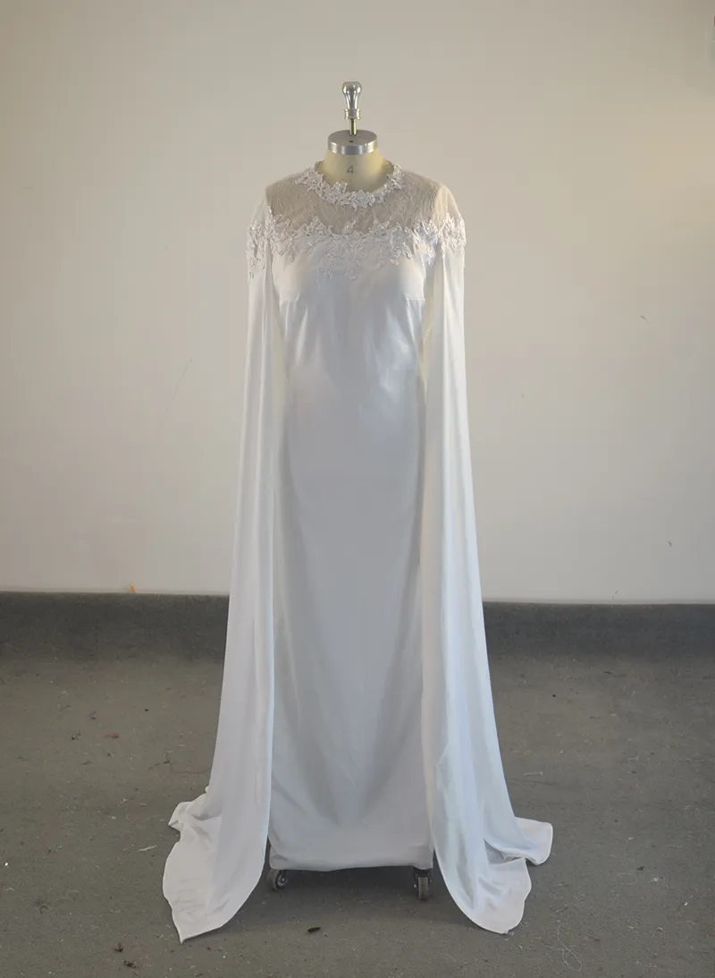 Imagem real Bainha longa vestidos de noite com laço de ilusão de capa Mãe de renda da noiva vestidos longos vestidos de baile de festa formal