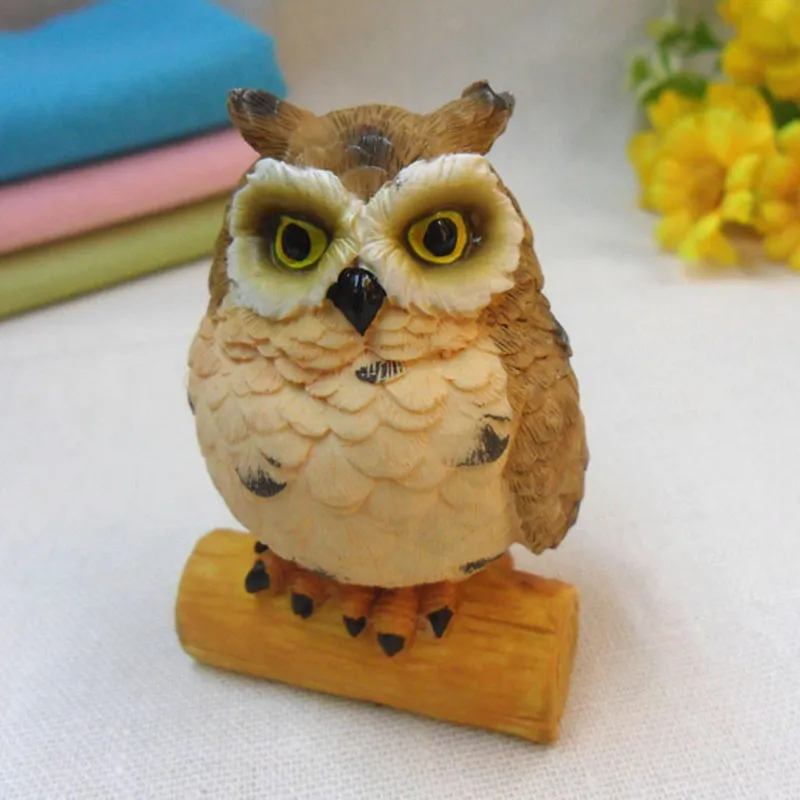 Artificial Animal Owl Miniature Fairy Garden Hem Hus Inredning Mini Craft Micro Landskapsarkitektur Dois DIY Tillbehör ZA5827