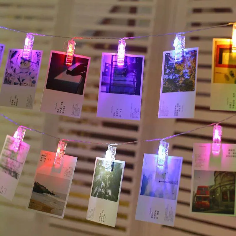 Umlight1688 LED 문자열 조명 참신 요정 램프 별이 빛나는 배터리 카드 사진 클립 Luminaria 축제 크리스마스 웨딩 장식