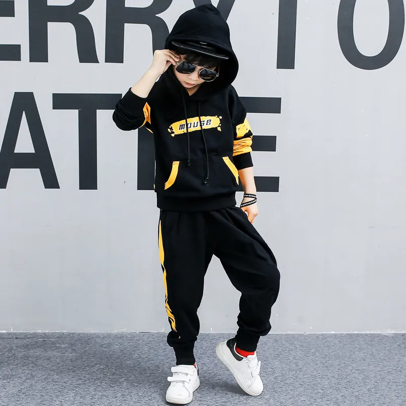 Kids Long Sleeve Hoodie and Pants Set Stylish Sporty Outfits for Boys