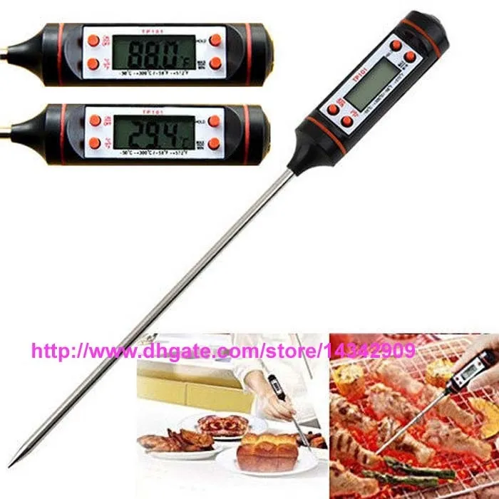 100st kök tp101 grill utomhus digital penna matlagning mat kött sond elektronisk termometer LCD-skärm Batteri 4 knapp Pen-form