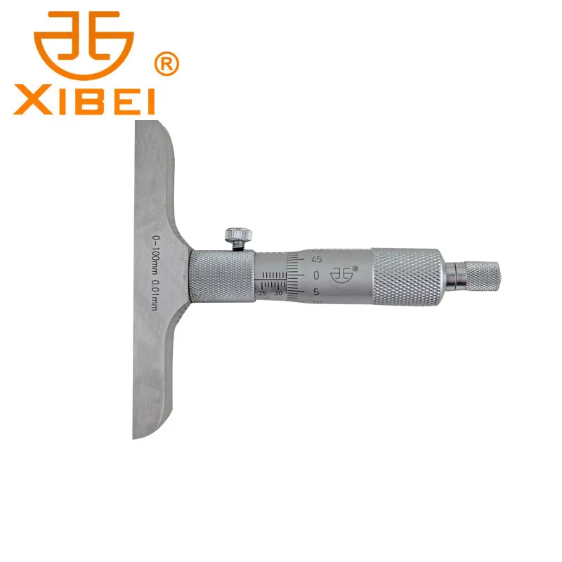 Freeshipping XIBEI 0-100 mm / 0,01 mm Tiefenmikrometer Gague Caplier Mikrometer mit 4 Stangen Messwerkzeugen