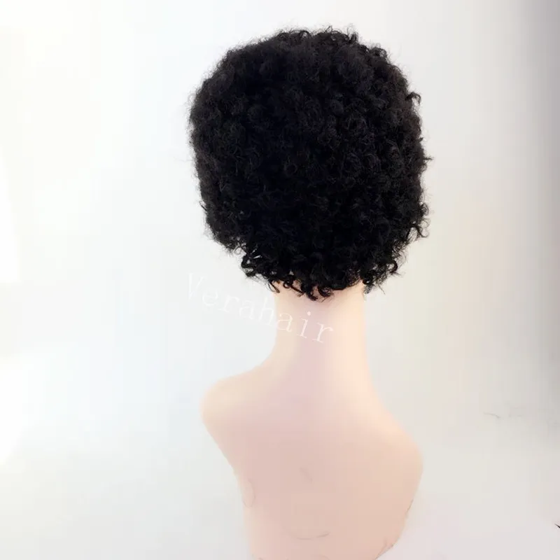 Short Afro Kinky Curly Human Human Wigs Mongol Bob Pixie Corte Máquina Completa Peruca