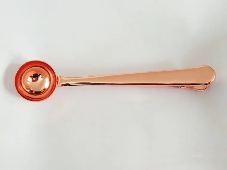 Starbucks Copper Coffee Scoop .Rose Gold Stainless Steel,With Bag Clip