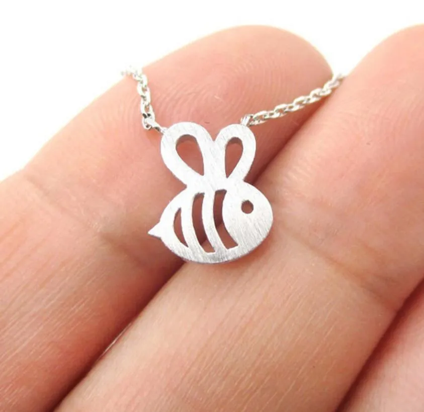 Fashion Hollow Little Bee Pendant Bracelet Earrings & Necklace Jewelry Sets Gold & Silver Plated Women Girl Necklaces Valentine`s Day Gift