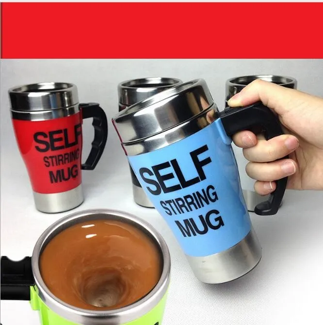 6 Farben 350 ml selbstrührende Becher Edelstahl Lazy Cup Küche Esszimmer Becher Auto-Mixing Tee Kaffeetasse Bürobecher Hfestival Geschenke