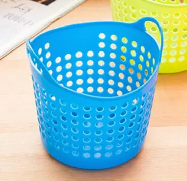 Mesh Portable Mini Sundries Storage Basket Plastic Desk Pen Container Cosmetics Storage Box Eco Friendly 