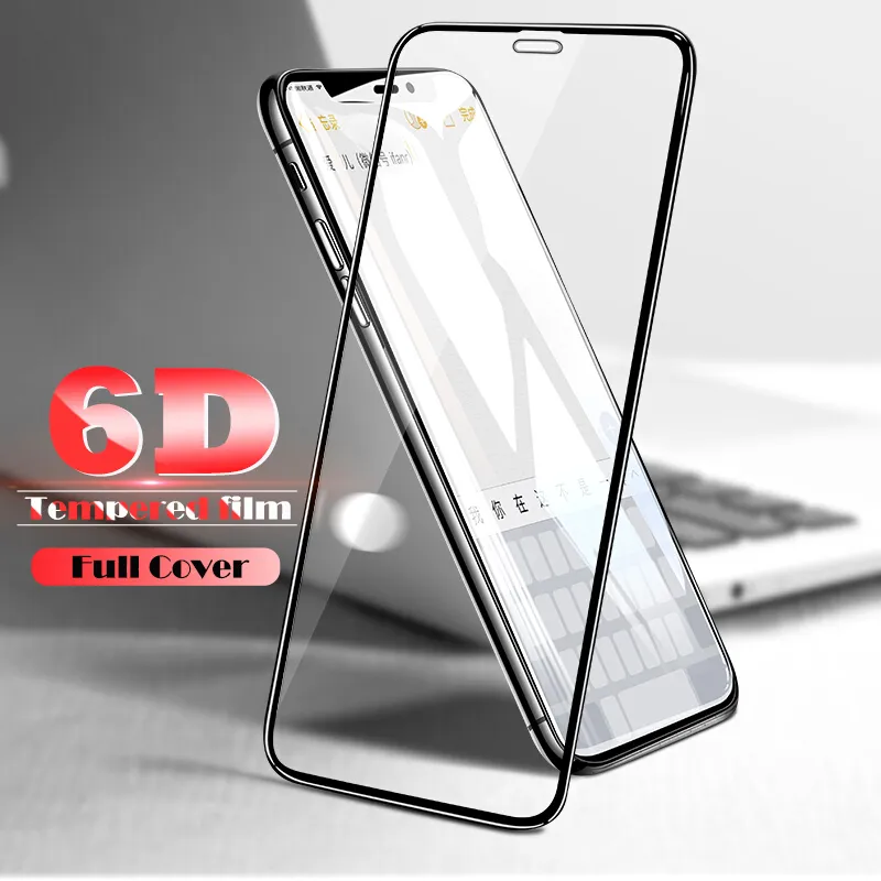 Verre trempé 6D pour Iphone XS Max Film de protection d'écran en verre trempé à couverture complète pour iPhone XR XS XS Max