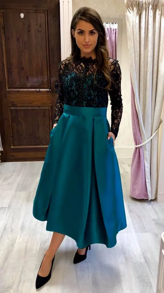 teal a line dress Tina Holly Couture TE207 Satin Off The Shoulder A Line Formal Dress Black / 4 AUS