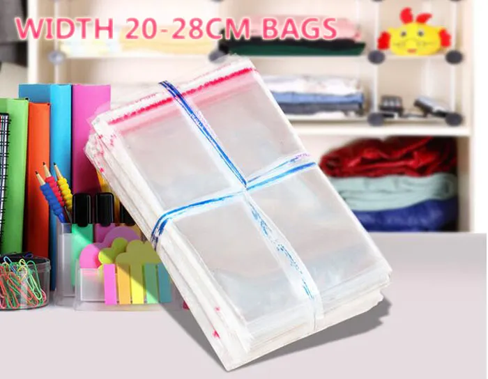 200pcs/lot width 20-28cm Clear Cellophane Cello Bags Plastic OPP Card Display Self Adhesive Peel Seal free shipping by express