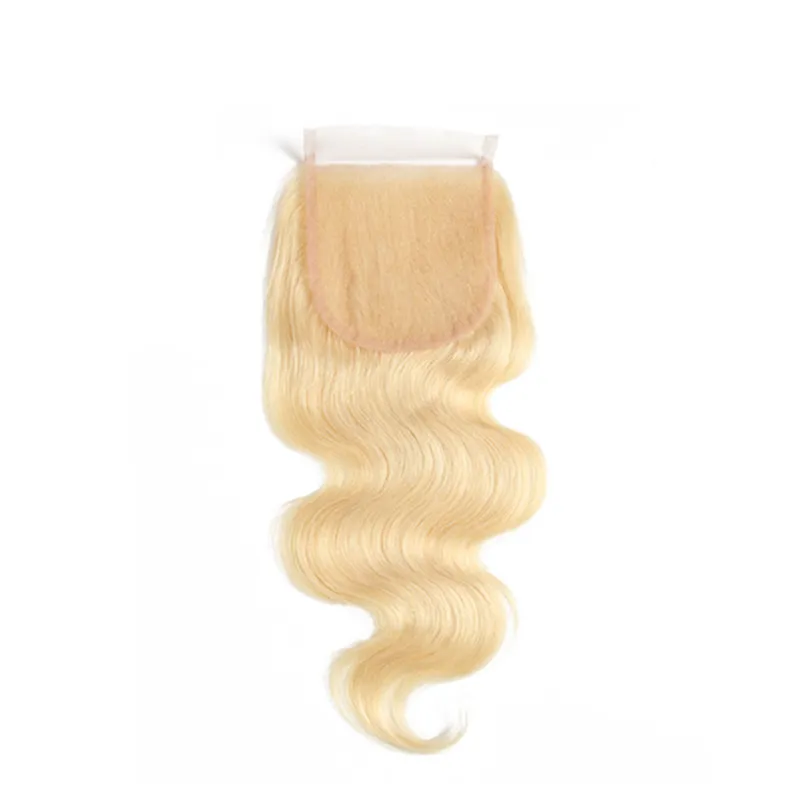 613 blondes brasilianisches Haar, Spitzenverschluss, reines Echthaar, gewellt, 4 x 4-Verschluss, Echthaarverlängerungen
