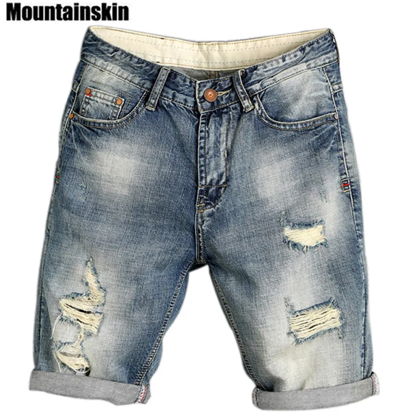 Mountainskin 2017 Summer Men's Jogger Ripped Denim Shorts Hole Pop Streetwear Male Jeans Thin Fashion Brand Male Jeans SA169