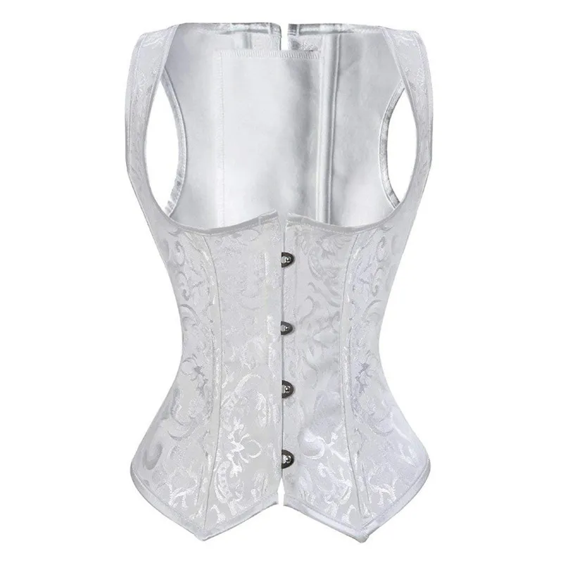 Sexy Steel Boned Underbust Silver Corset With Shoulder Strap Plus