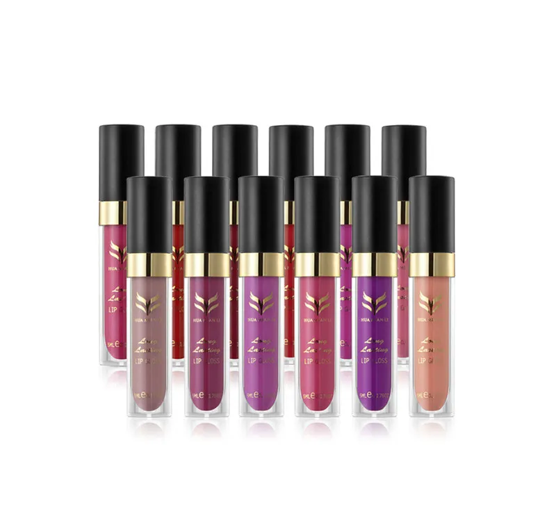 Nuovo marchio China Huamianli Matte Lipstick Lipstick 12Colors 5G Lip Gloss Surface Long Long Lostick DHL Shipping di alta qualità