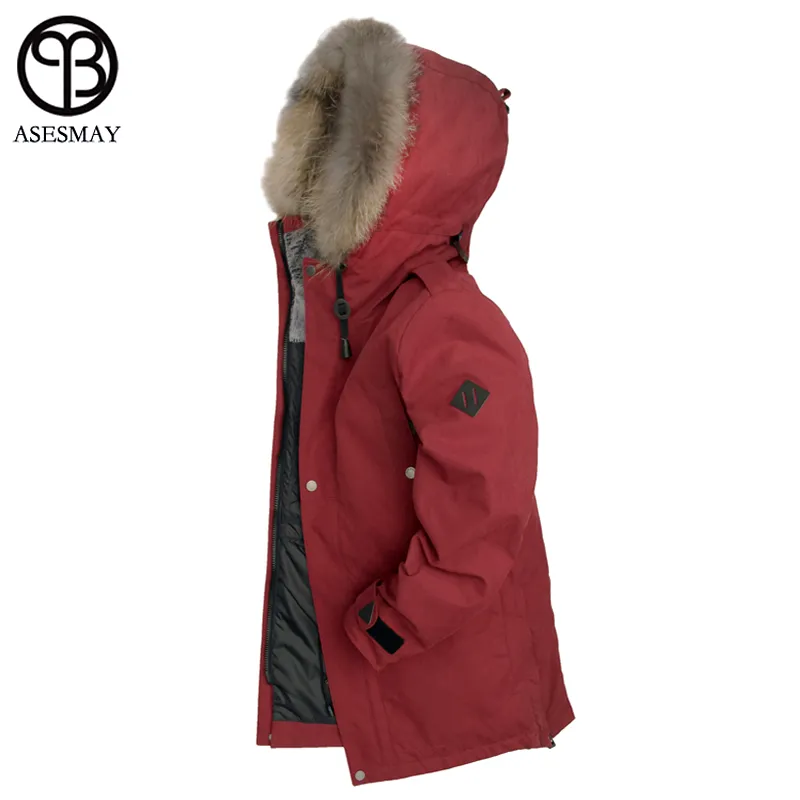 Asesmay 2018 Nieuwe aankomst Men Winterjacks voor natuurlijke fur down lagen dikke Wellensteyn hoogwaardige parka casual jas