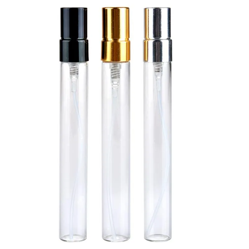 200pcs 10mlガラス香水ボトル空の詰め替え可能なスプレーボトル小さなパルフュームアトマイザー香水サンプルバイアルテストガラスボトルlx4170