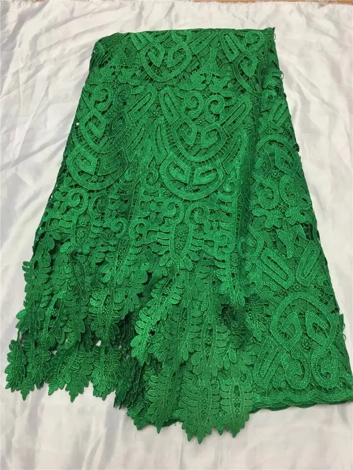 5yards / pc Moda Verde Guipure Guipure Tecido Tecido Bordado Água Africano Material Solúvel para Vestido QW31