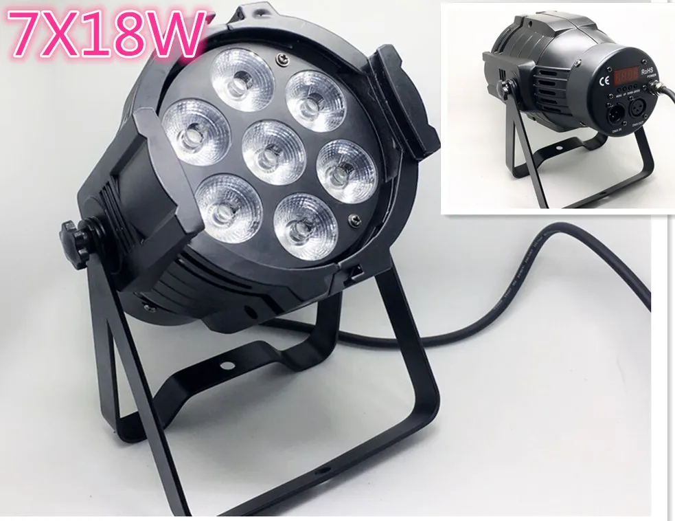 Светодиодный светодиодный светодиодный светильник Super LED POR 7x18W Alt Aluminum RGBWA + UV 6in1 DMX512 Stage Light Professional Home Entertainment DJ
