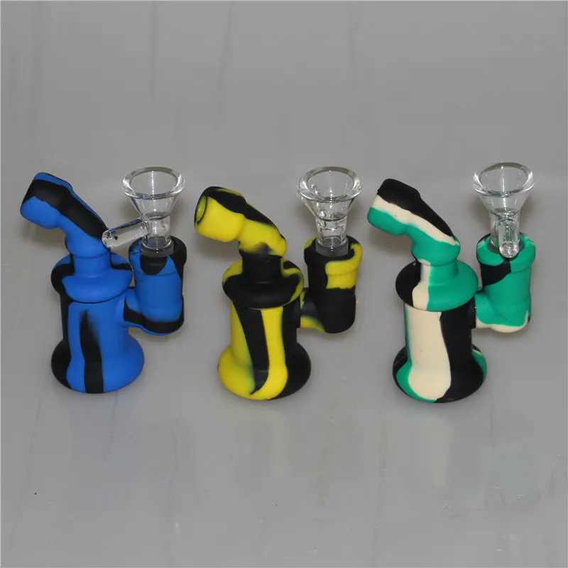 Silicone Oil Burner Bubbler water Bong mini heady Bongs pipe hookah small burners pipes dab rigs Oil rig for smoking