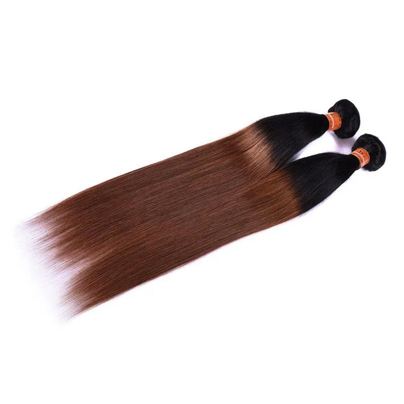 Two Tone Ombre Hair Straight Blonde T1B 30 Hair Extensions 3 Bundles For Parcel Black To Dark Brown Silky Straight Virgin Human Ha1786266