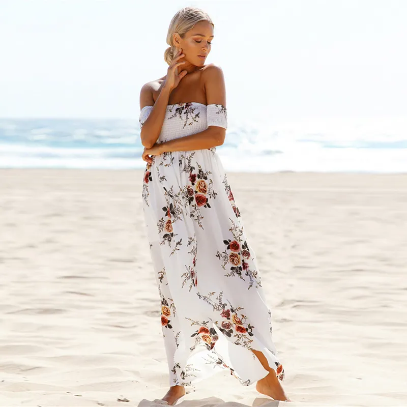 Fashion Boho Style Long Dress Women Off Shoulder Beach