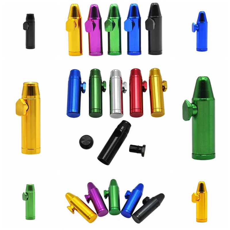 Newest Colorful Metal Snuff Bullet Shape Smoking Pipe Nose Aluminium Alloy Innovative Design Portable High Quality Multi Style DHL
