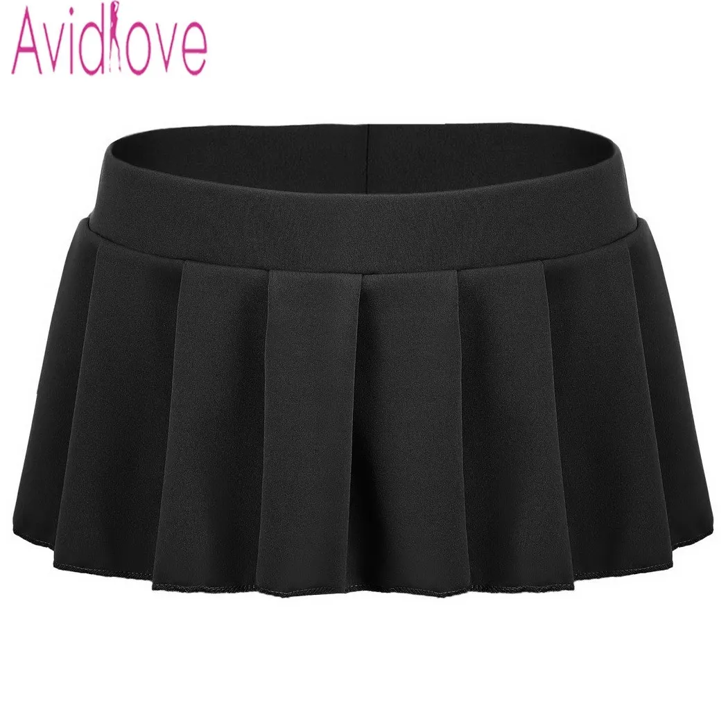 Sexy Schoolgirl Micro Skirt Flirty Casual Sleepwear for Women Plus Size Mini Skirts in Black White Pink Blue