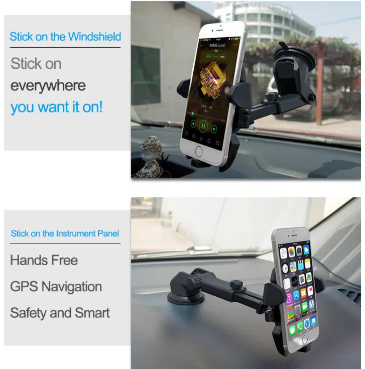 Car Phone Holder Universal Sticky GPS Support Suction 360 Rotate Adjustable 3.5-6 inch Bracket For iPhone Samsung Holders Titular ATP030