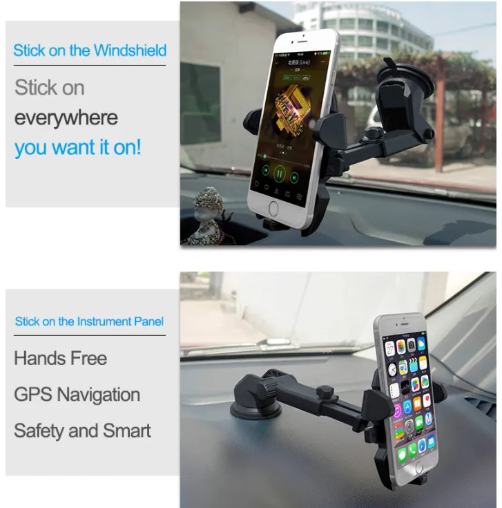 자동차 전화 홀더 유니버설 스티커 GPS 지원 석션 360 Rotate 조정 가능한 3.5-6 인치 브래킷 아이폰에 대 한 삼성 홀더 Titular ATP030