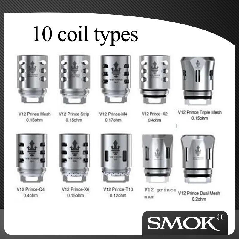 100% Authentic Smok TFV12 Prince dual Triple max mesh coils head V12 prince coils X2 Q4/M4 x6 T10 coil head