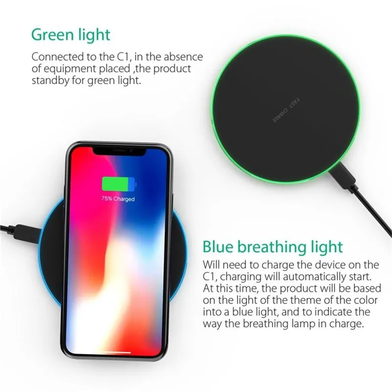 Best Charger Qi Fast Wireless Charging Pad Portable Charger For iphone X 8 Plus Samsung Galaxy S8 plus S7 S6 Note8 all Qi-abled devices