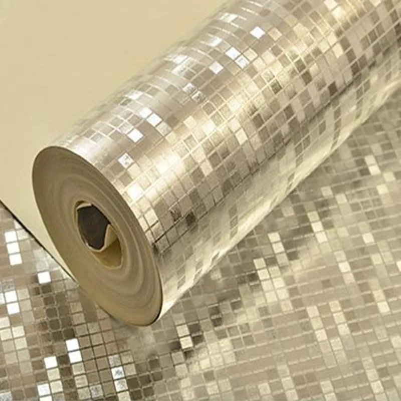 Glitter PVC Wallpapers Rolls Golden Silver Foil Dormitorio Fondo de pantalla  Espejo Mosaico Sparkle Fondos 3D