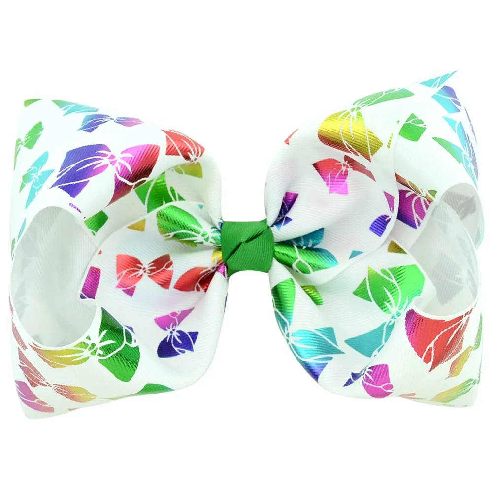 6 Designs JOJO Siwa Bow 8 inch Colorful Big Bowknot Baby Girl Hair clip Star heart Printing Barrette Beautiful