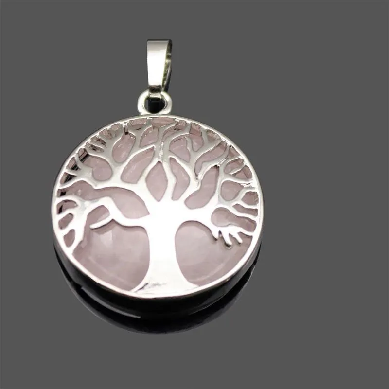 New Natural Stone Pendant Gemstone Tree of life Charms Pendant DIY Necklace For Women Men Jewelry