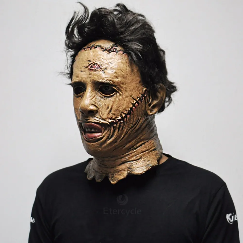 Texas Chainsaw Massacre Leatherface maskerar skrämmande film cosplay halloween kostym rekvisit hög kvalitet leksaker244s