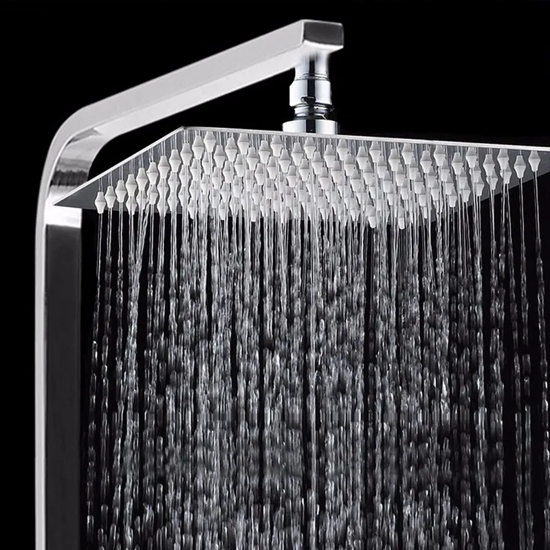 2mm ince 12 inç kare döndürülebilir banyo yağış duş başlığı süper basınçlı kare üst sprey duş başlığı krom kaplama