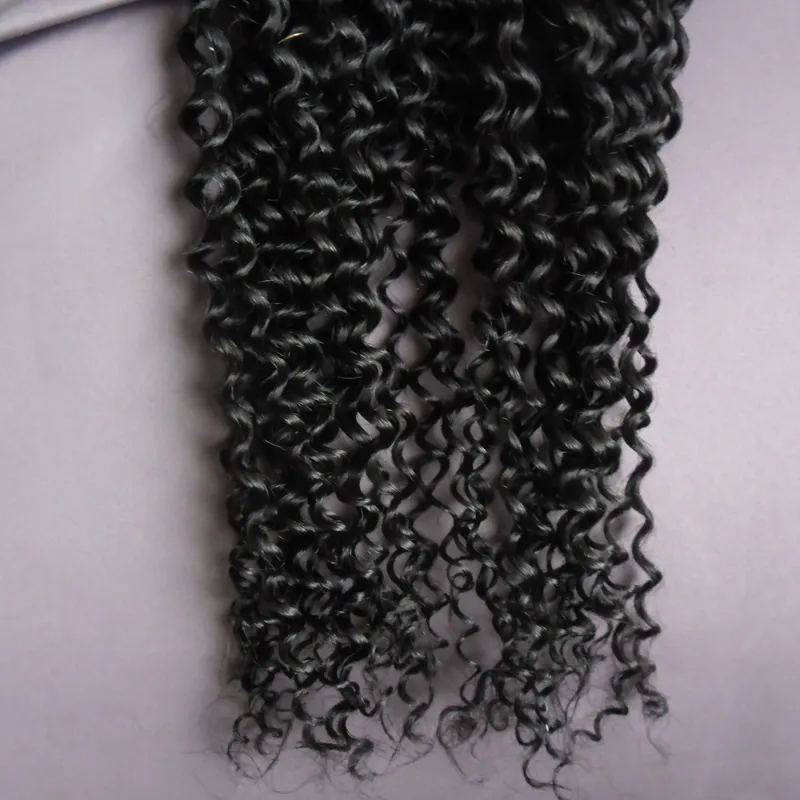 200g #1 Jet black Remy I Tip Extension de cheveux à la kératine cheveux crépus bouclés pré-collés sur des Capsules cheveux de Fusion chaude 1g/brin