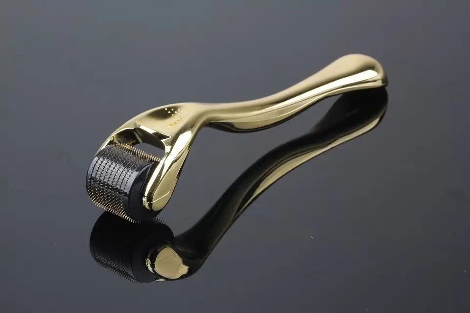 GOLD DRS 540 Micro Needles Derma Roller Titanium Mezoroller Microneedle Machine för hudvårdskrin