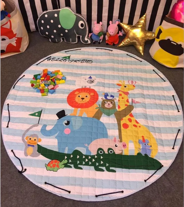 Kids Baby Play Mats Toys Storage Bag Round Carpet Rugs Large Canvas rawling Mat Carpet Portable Canvas kids Toys Sundries Pouch 28 Styles