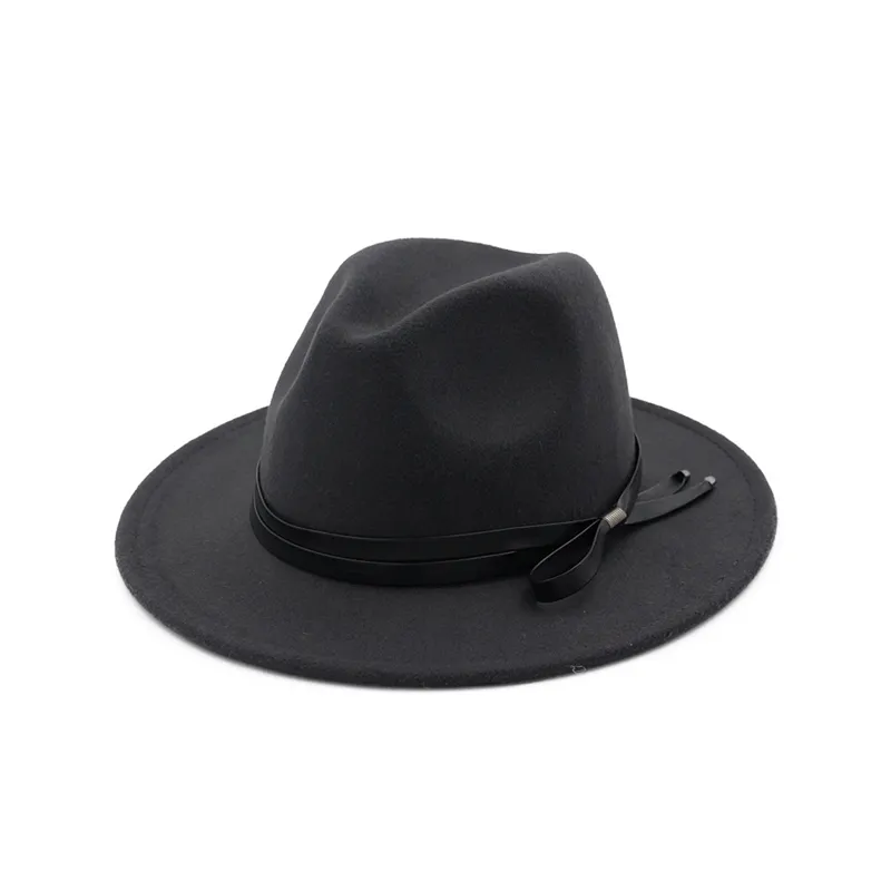 UnisexウールのTrilby Hatは、マンのための黒い革バンドとパナマFedoraジャズサンビーチスタイルを感じました。