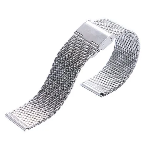 Silver de alta calidad de acero inoxidable para hombres Reloj Web Mesh Watch Store for Men Women Watches Push Botton Pulsera oculta