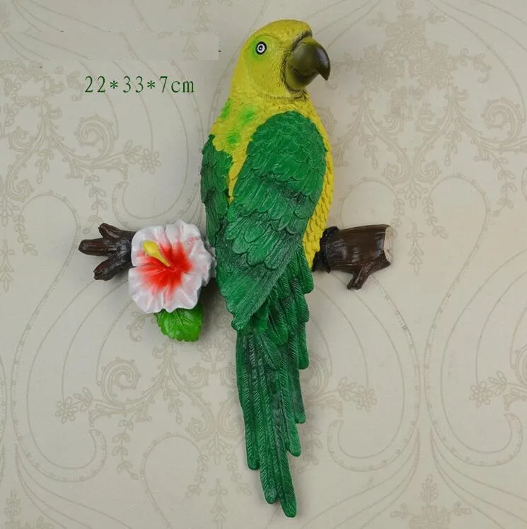Europeisk landsbygd stereo papegojor hängande vägg agera rollen av harts hantverk kreativ tv-inställning metope prydnad hushåll db02
