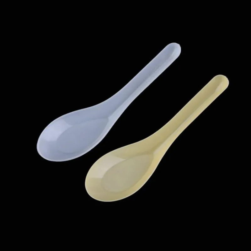 3600 Uds cucharas de sopa de comida Saimin Ramen cuchara de plástico blanco al aire libre desechable comedor comida venta rápida agua-pastel de hielo