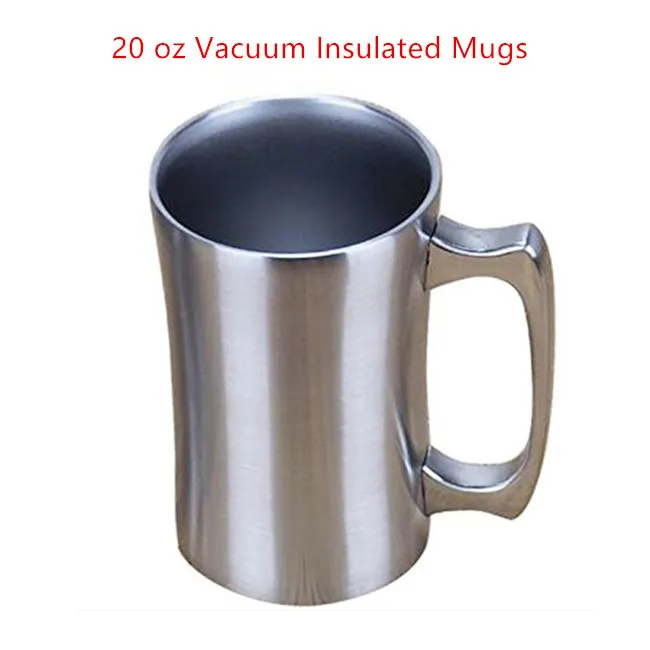 2018 Tazas aisladas de 560 ml Tazas de cerveza al vacío con aislamiento de 20 oz Vasos de acero inoxidable de 20 oz Taza de café Taza de cerveza de doble pared Taza con aislamiento de té