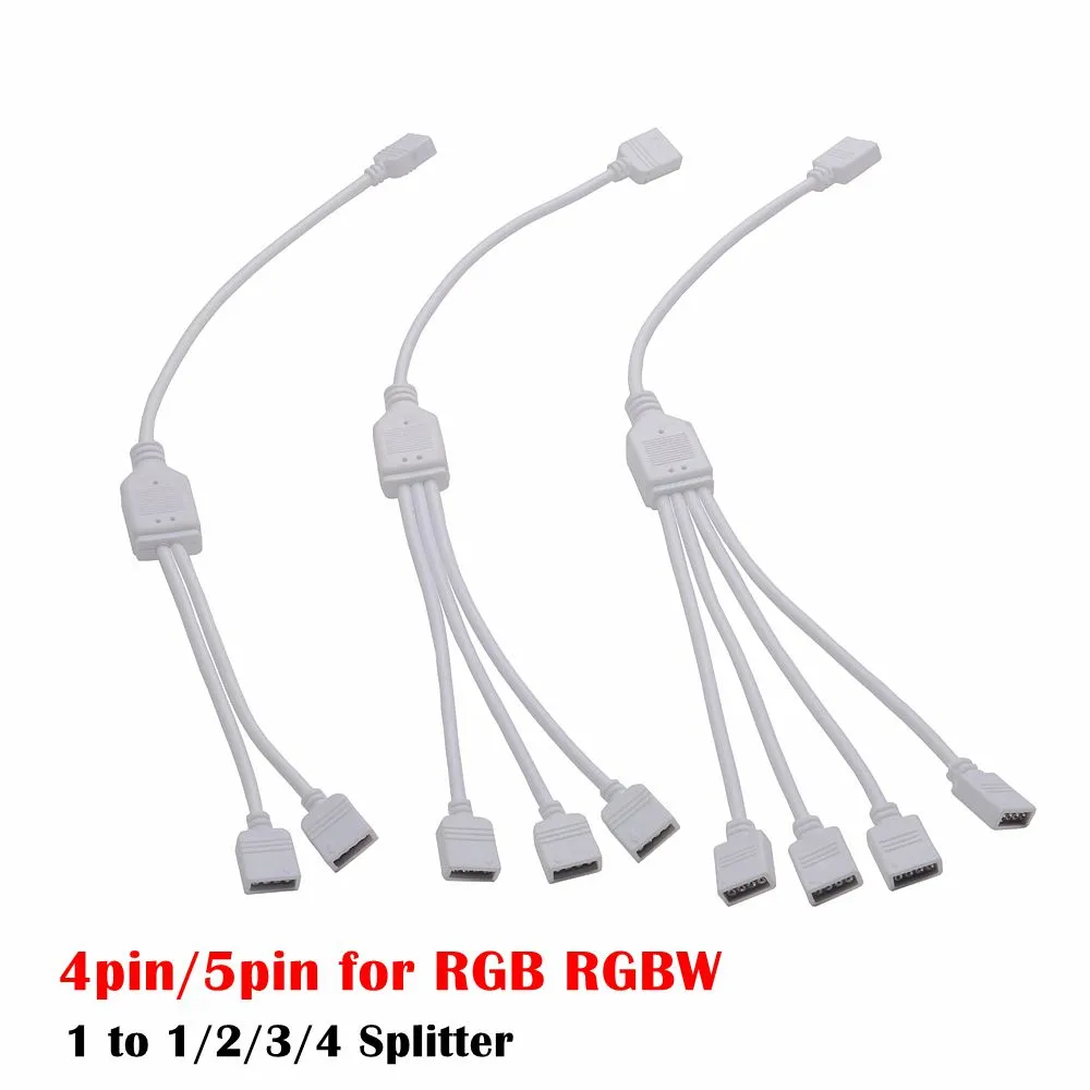 RGB RGBW 4-pin 5-pin trådkontakt 1 till 2/3/4 hona splitterkontakt förlängningskabel för 3528 5050 5630 LED Strip Light