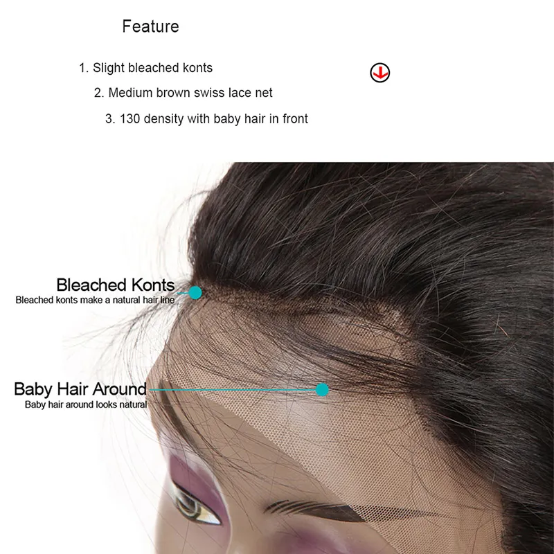 Ön Koparıp Brezilyalı Düz ​​Saç Örgüleri Ile Kapatma 360 Dantel Bandı Frontal Demetleri Ile Ucuz Virgin İnsan Saç Uzantıları Bady Saç Ile