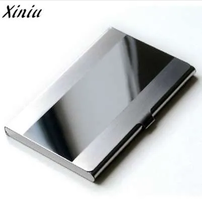 Korthållare Rostfritt stål Silver Aluminium Kreditkort Case Kvinnor Plånböcker Nueva Vogue Men ID-kort Box Cartao de Visita # 7217