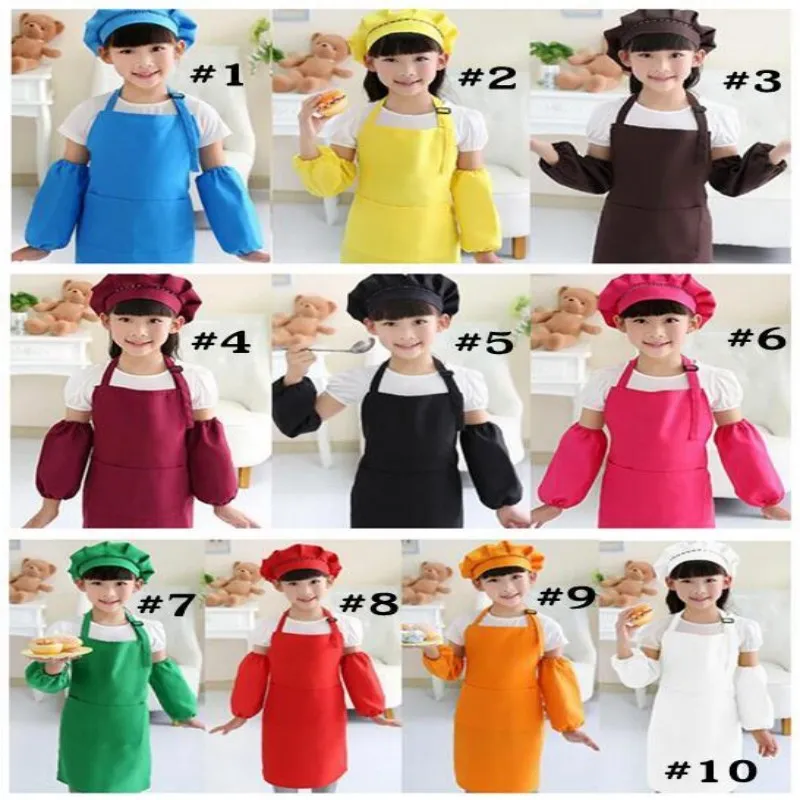 10 kleuren Kinderen schorten Pocket Craft Cooking Bakken Kunst Kinderen Schilderen Dineren Bib Keukenbenodigdheden