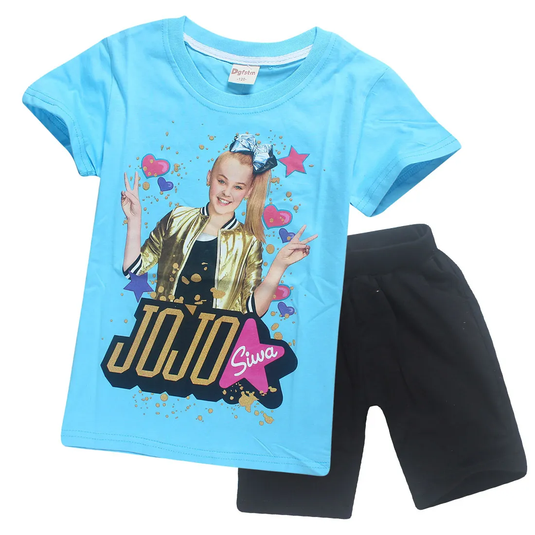 Jojo Siwa Çocuk Şort Kıyafetler 2018 Yeni Karikatür Kısa Kollu Jojo Ilham Çocuk Giyim Setleri Moda Yaz Kız Giysileri C3911